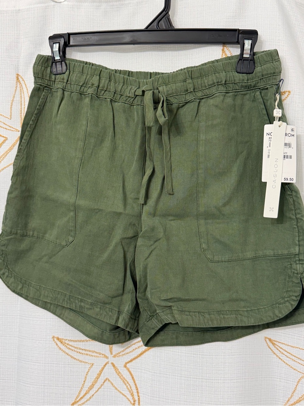 Caslon Olive Green Drawstring Linen-Blend Women’s Shorts size XS new